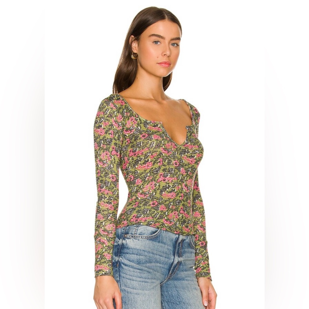 🌟FREE PEOPLE Ciara Printed Layering Top-Size Medium-Olive Combo